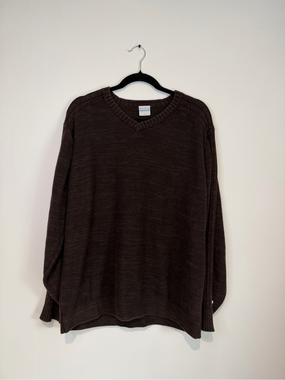 Columbia Mens Brown 100% Cotton V-Neck Knit Sweater XL